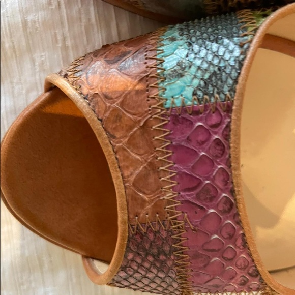 Luciano Padovan Multi Color Python Skin Open Toe - Picture 4 of 7